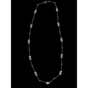 Avon Gold-Tone Faux Pearl Cluster Necklace 24"